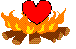 graphic of a heart on fire